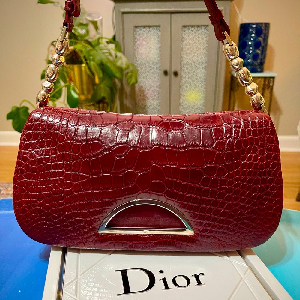 Dior Red Alligator Skin Ox Blood Malice Bag